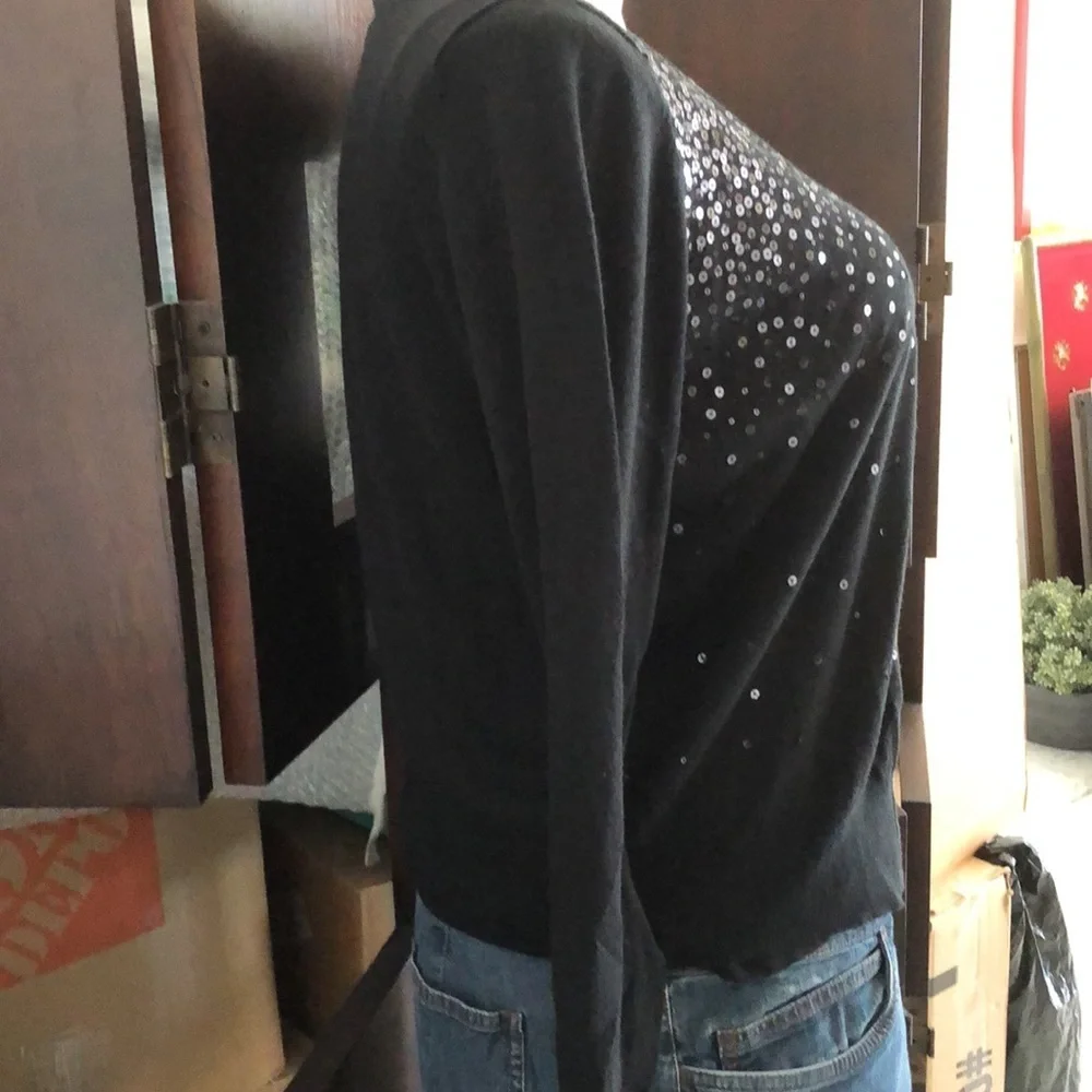 JONES NEW YORK LIGHTWEIGHT CARDIGAN SWEATER with cascading sequins NWOT sz XLP - Picture 5 of 6